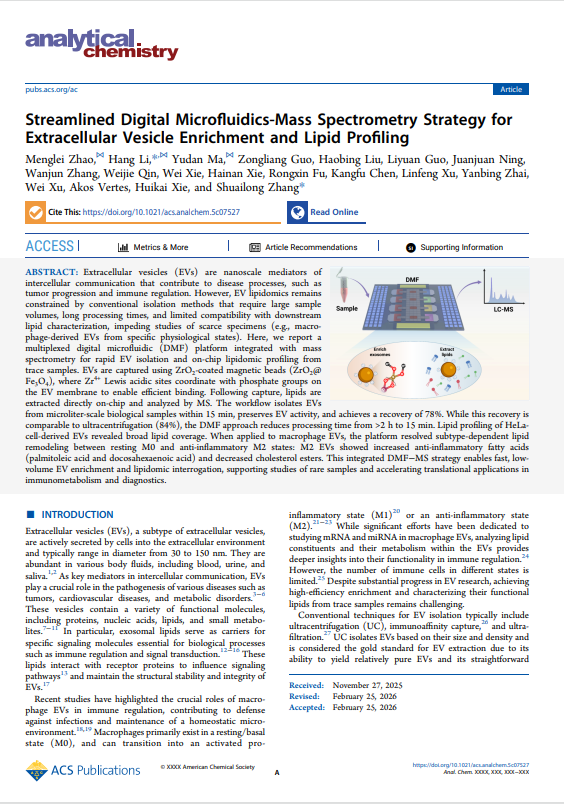 Streamlined Digital Microfluidics-Mass Spectrometry Strategy for Extracellular Vesicle Enrichment and Lipid Profiling  